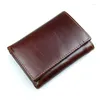 Billeteras Diseñador Full Grain Grain Genuine Leather Short Willet para hombre 3 pliegues Pure Wine Purse 2024 Fashion