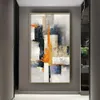 Ręcznie malowany duży teksturowany obraz olejny nowoczesny abstrakcyjny pop geometria ścienna obraz pionowy w ganku w ganek