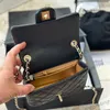 18 cm/20 cm Bola de oro de piel de oro negro Mini Flap Square Bolsas acolchadas Fanny Purse Matelasse Crossbody Crossbody Diamond Lattice Messenger Messen