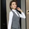 Two Piece Dress Ladies Suits And Vests 2024 Spring Autumn Gray Vest Camisole Waitress Professional Formal Work Clothes Women Office Uniform