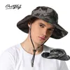 Szerokie czapki BRIM HATS HATS Outdoor UV odporny na czapkę słoneczną dżinsowy kapelusz Fisherman kapelusz kamuflażowy kapelusz plażowy o wielkości głowy około 63 centymetrów 240424