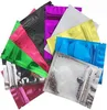 100 pièces sacs à épreuves refermables sacs de papier d'aluminium sac plat métallique mylar feuille ziplock aliments sacs de rangement de rangement de poche couleurs 5639912