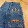 Shorts masculinos Padrão de desenho animado gótico Impresso jeans solto para homens 2000 Street casual hip-hop harajuku estilo punk calças folgadas y2k