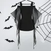 Women's Blouses V-Neck Lace Tassel Top Chic Bat Sleeve Halloween Tops For Women A-Line Slim Fit Details Verstelbare cosplay