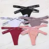 Briefs Panties FINETOO 2PCS/Set Womens Cotton G-string Sexy Cross Strap Panties Letter Waisted Underwear Thongs Femme Hollow Out Lady Briefs Y240425