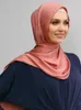 Hijabs Hot Premium Satin Crinkle Hijab Scarf Chiffon Shawl Plain Muslim Women Hijabs Breatab Islam Women Turban Pleated Scarf Ramadan D240425