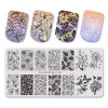 Art Beautybigbang Fleurs Nail Art Emplames Plateau Plante Plant Feuille en acier inoxydable Template de tampon de nail