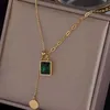 Pendant Necklaces Womens Fashion Income Vintage Tassel Emerald Block Pendant Choker Girl Anniversary Party Jewelry Lovers Birthday Wedding Gift