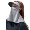 Beretten Hooded Silk Sunscreen Masker 3d Brim Open Haargat gezicht Nek Cover Sjang Zonbescherming Kophoed Buiten