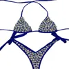 Projektanci kostiumów kąpielowych Bikini Triangle Bikini Luksusowe stroje kąpielowe Zestaw Nylon Diamond Bikini Low talia Kryształ Crystal Scrunt Calter Rech