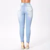 Jeans pour femmes Pantalon de crayon de jean décontracté automne broyant la taille haute élastique élastique blanche