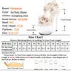 17cm Women's Sandals Summer 2024 Platform Womens Shoes with Dress Crystal Heel Handmade Flowers Ankle Strap High Heels