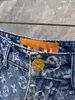 Summer printed jeans high quality jeans Motorcycle Mans Streetwear JNCO Y2k Tech pants Mens Jeans new Speckled Letter Print cotton