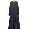 Ethnic Clothing Middle East Design Double Layer Chiffon Five Lace Abaya Dress Womens Muslim Long