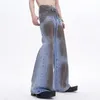 Jeans masculins Fewq High Street Tie-Dyed Looes Zipper Bell-Bottoms Vintage Pantal