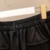 150 kg plus size dames zomers shorts losse elastische taille brede poot broek zwarte heup 153cm 7xl 8xl 9xl 240420
