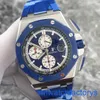 AP Athleisure Orologio da polso Royal Oak Offshore Serie 26400SO Blue Ceramic Circle Blue Faced Timing Disting Data Automatico Orologio meccanico