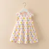 Girl Dress Summer Modello floreale Scapa per bambini 100 cucchiai di cotone grazioso comodo baby spiaggia indossare abiti casual 240423
