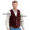 Coletes masculino colonar camurça de couro quatro botões vintage cisthoat com lapela para groosmen wedding gilet homme