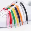 Części butów 1PAIR Solidny kolor klasyczny sznurowadła do tenisówek 12 kolorów Tkanina Tkaniny Białe czarne płaskie koronkowe but 100/120/140 cm