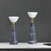 Kandelhouders Modern El Double Conical Stone Splicing Decoratie Decoratie Kaarslicht Dinner Natural Marble Gray White Block Candlestick