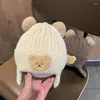 Bérets hivernais bébé bonnet caricot anon ours beoy protection chapeau tricoté pour tout-petit garçons filles