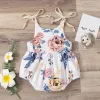 Pezzi un bambino Citgeett Summer Baby Girl Stampa floreale Bows Caldro Spaghetti Body Uspant Outfit senza maniche Black/White