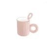 Tasses 400 ml de couleur massif tasse avec couvercle cuillère en céramique tasse femelle du bureau de ménage eau simple lait rond