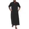 Vêtements ethniques Mentes Moyen-Orient Style Arabe simple Robe musulman avec design bouton côté fente à manches longues Dubaï arabe Islam
