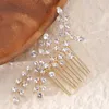 Wedding Hair Jewelry Wholesale Elegant Shiny Zirconia Wedding Jewelry Hair Combs Wedding Dress Headdress Gold Silver Hair Combs Women Girls Bridal d240425