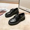 Casual Shoes British Belt Buckle Oxford Women Derby Flats Chunky Heels Thick Soled Loafers Square Toe Microfiber Leather Brogue