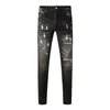 Men's Jeans Arrival Brand Paint Graffiti Distressed Slim Fit Skinny Black Denim Destroyed Hole Long Pants Scratch Trousers