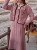 Casual Dresses Aigyptos Fall Winter Dress Women Vintage Elegant Slim Handmade virkade ärmlös Sling Wool Sticked Twist tröja