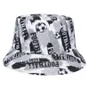 Berets Football Printed Bucket Hat For Men Women Summer Sunscreen Panama World Cup Game Fashion Fisherman Cap Foldable Sun