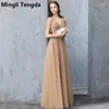 Abiti da festa mingli tengda champagne in pizzo abito da sera elegante abito lungo illusione abito formale sexy molo abendkleid