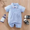 Rompers Summer Newborn Boys and Girls Cute Bow Sea Anchor Stampa completa comoda in cotone a manica corta salta D240425