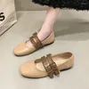 Chaussures décontractées Sltnx Mary Jane Jane's Spring Flat Single Retro Square Head Soft Soft Soft Souged Fashion Baille Boucle petit cuir