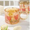 Tumblers Tulip Perfume Cup de alto valor estilo Amber Glass Lindo Girl Heart Milk Breakfast Bask Taza multipropósito transparente para el hogar H240425