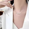 Luxury Tiifeniy Designer Pendant Necklaces High version knot necklace for women S925 sterling silver knotted bow pendant with highquality 18K gold plated lock bone