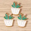 Charms 10pcs 16x23mm Cute Enamel Pot Plant Pendants For Earrings Necklace Bracelets DIY Handmade Crafts Jewelry Making Accessory