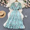 Urban Sexy Dresses Floral Print Dress Women Summer Sexy Beach Boho Midi Dresses Short Sleeve 2024 Ladies Vintage Elegant Party Dress Vacation Newl2404