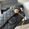 Último diseñador Black Lambskin Gold Ball Ball Ball Bead Mini Flap Square Bolsas acolchadas Matelasse Crossbody Crossbody Diamond Lattice Bols de 17 cm de 20 cm