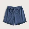 Plus Size Summer Loose Casual Short Elastic Tie Bowknot Wide Leg Laceup Beach Female Large Shorts 5XL 6XL 7XL 240422