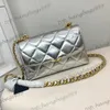 Classic Flap Lambskin Quilted Makeup Vanity Shoulder Bags Gold Chain Crossbody Cosmetic Case Handbags Black White Silver Pink Purple Purse 23X7X16CM