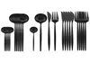24pcs أدوات المائدة الأسود مجموعة 304 أدوات المائدة الفولاذ المقاوم للصدأ مجموعة أدوات المائدة الطبقات Safe Safe Fork Knife Spoy Platware Set Set Gift 2011168001066