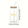 Tumblers Small Daisy Pattern Clear Drinking Glass Can With Bamboo Lid And Straw Juice Cup For Hot/Cold Drinks Drinkware Mothers Day Gift H240425