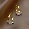 Dangle Chandelier Luxury Shiny Zircon Cross Stud Earrings Fashion Simple Gold Color Water Drop Earrings for Woman Party Wedding Jewelry Gifts