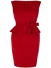 Setwell Red Vneck Sheat Evening Dress Cap Sleeves 짧은 길이 주름 Peplum 댄스 파티 가운 벨트 7043440