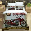 Defina motocicletas indianas motocicletas pesadas 3 peça desenho animado impressão caseira conjunto de roupas de cama têxtil extra grande conjunto de roupas de cama de edredom