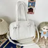 DrawString Japanese School Handbag Pu Leather ita Bag med justerbar rems crossbody dragkedja underarmad messenger